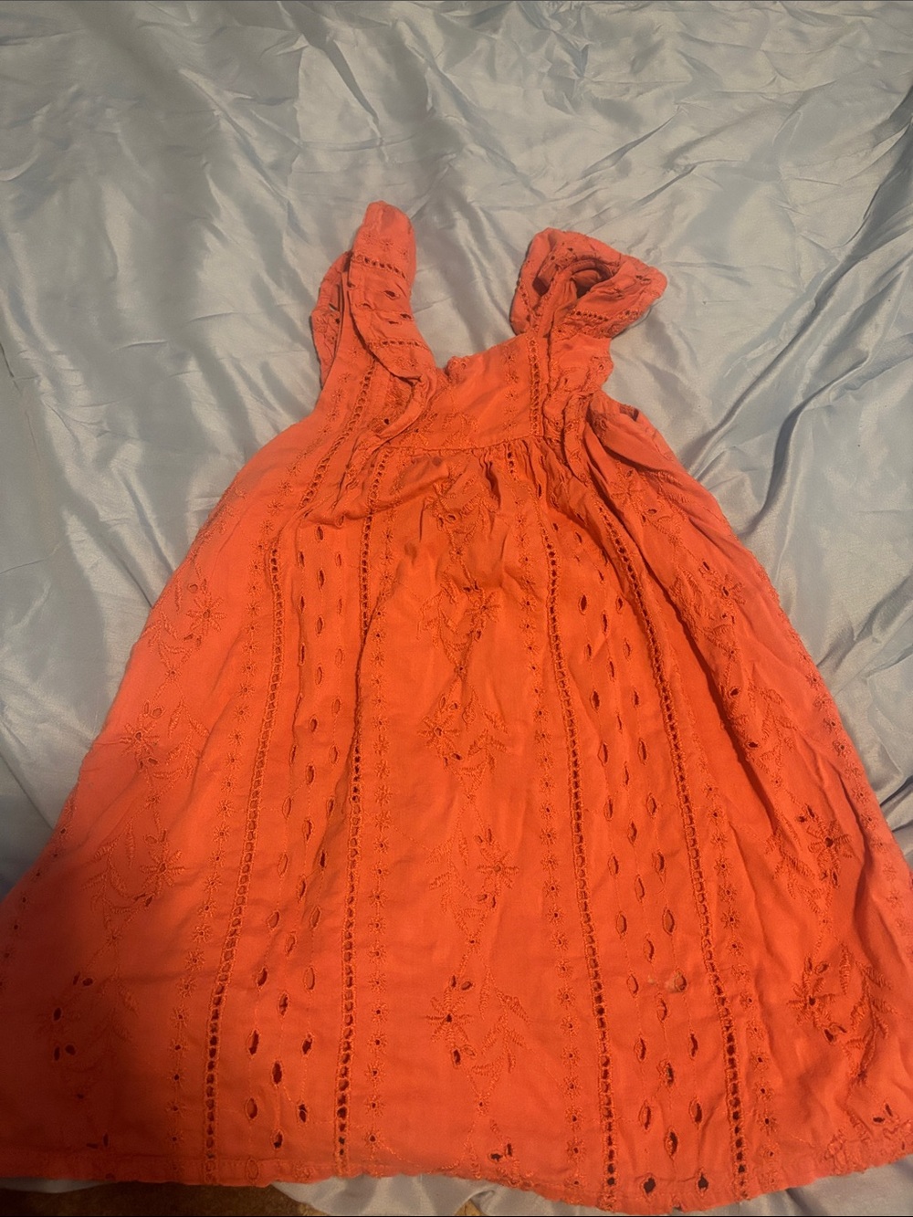 Embroidered Orange Eyelet Sundress